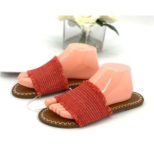 NEW Luciana Woven Slide Sandal Size 11 Shoe Coral Memory Foam Universal Thread